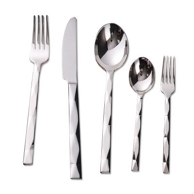 China Restaurant Viable Silverware Solid Silver Flatware Dinner Spoon Fork and Knife Stainless Steel Cutlery Set for sale