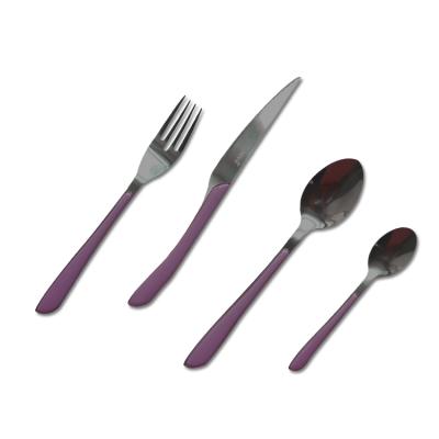 China Sustainable Restaurant 18/0 Mirror Polish Cutlery Set With Plastic Handle for sale