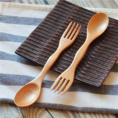 China Custom Wholesale Bulk Viable Bamboo Fiber Wooden Spoon Spoon Fork Certification Logo Spork Kit Set for sale