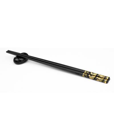 China Viable Personalized Reusable Black Dragon Gold Plated Standard Size Alloy Fiberglass PPS Chopsticks Sushi for sale