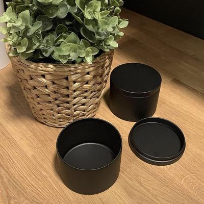 China Hot Selling Full Food Black Color Tea Candy Chocolate Storage Tins Empty Metal Candle Tin for sale