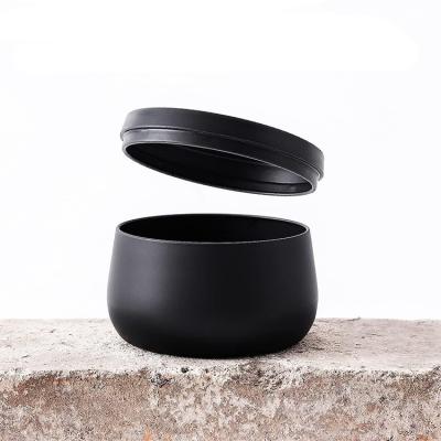 China Food All Metal Seamless Black 8oz Candle Tin Box Matte Black Color Empty Containers for sale