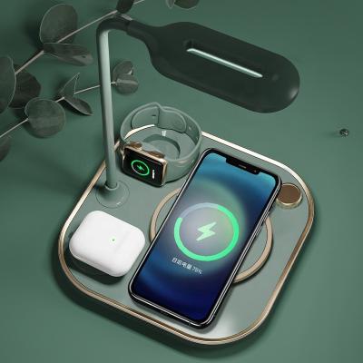 China With lamp & Warm Night-light 3 in 1 Wireless Charger Station 15W Wireless Phone Charger 4 in 1 for Cell Phones for Smart Watch for iPhone Airpods for sale