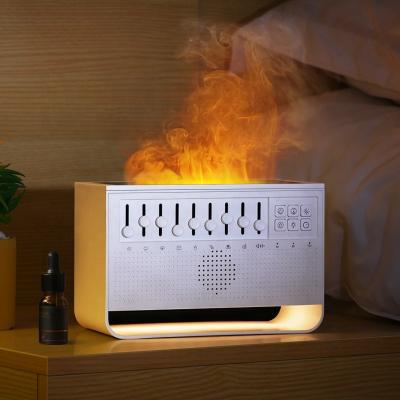 China 3D Household Flame Simulation Air Humidifier Usb Fire Night Lamp White Noise Sleep Music Essential Oil Aroma Diffuser With Flame for sale