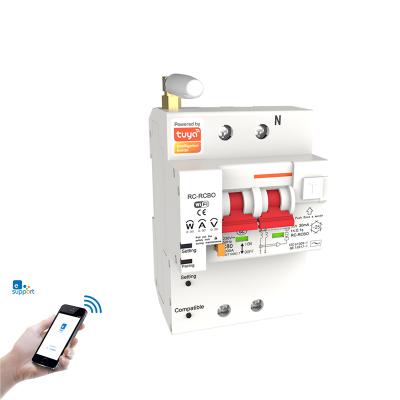 China Tuya Life APP Smart WiFi RCBO 2P 4P Circuit Breaker with Power Monitoring RCD Leakage Current, Short Circuit, Overload Protection 6KA for sale