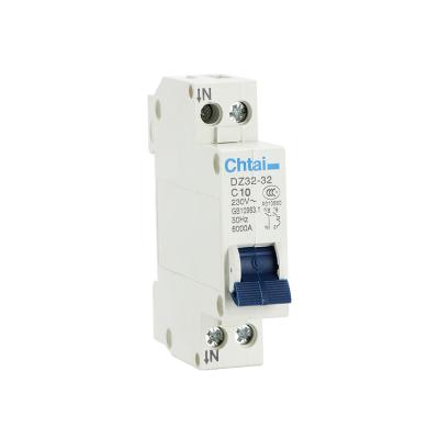 China C Chtai DZ32-32 1P+N 10A din rail ac circuit breaker mcb C6-32amp miniature electrical factory direct sale high quality for sale