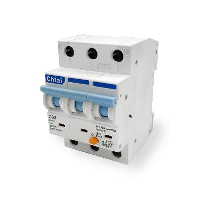 China RCBO Series HGB3L-63 3Poles 6-63 Amp PA66 L7 New Version Earth Leakage Circuit Breaker ELCB DPNL DZ47LE New Version Over&Short Protection for sale