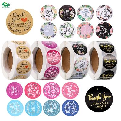 China Waterproof Custom Printing Thank You Stickers Floral Roll Customized Printed Adhesive Packaging Label Sticker for sale