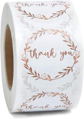 China Waterproof Custom Printing Roll Vinyl Self Adhesive Blank 1.5 Inch Thank You Stickers for sale