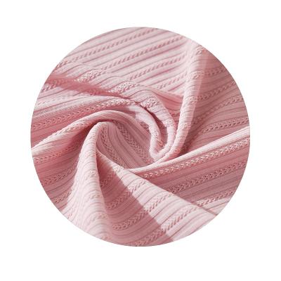 China Soft High Quality Petals Striped Ribbed Stretch Soft Comfortable Nylon Spandex Fabric For Making Underwear T-shirt Tank Top for sale