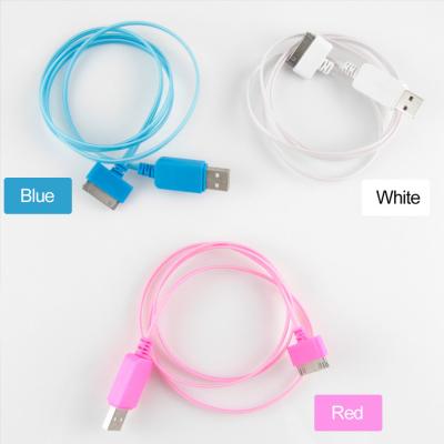 China Perno colorido del estándar el 100cm Apple 30 del LED al cable del USB, cable visible del iPhone USB de la luz del LED en venta