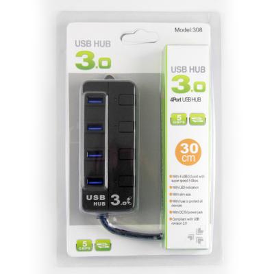 China Super Speed 4-Ports USB 3.0 Hub with Individual Power Switches with DC 5V Power Jack mobile accessory for sale