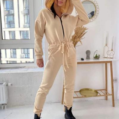 China Wholesale Cotton Long Sleeve Overalls Anti-pilling Knitted Sports Jogger Set One Piece Hoodie for sale