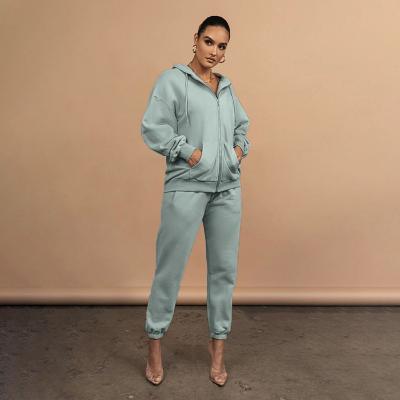 China Breathable Sweatsuit For Women Clothing Custom Jogging Logo Full Zip Up Hoodie Zipper Pullover Jacket Suit Set for sale