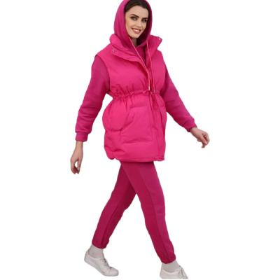 China Anti-pilling wholesale price Chinese sale down vest jacket sports hoodie with high waist pants suit for sale