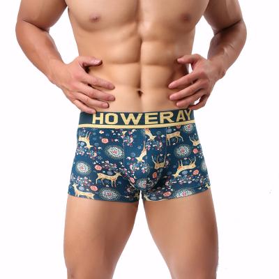 China Antibacterial Christmas Elk Gifts Mens 95% Cotton Boxer Brief for sale