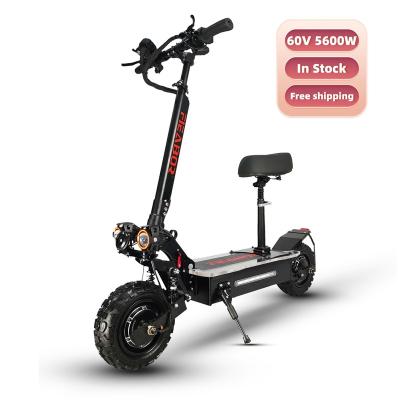 China US EU Warehouse 80km/h 60v 27ah Unisex Long Range 5600w Foldable Motor Double Off Road Electric Scooters For Adults for sale