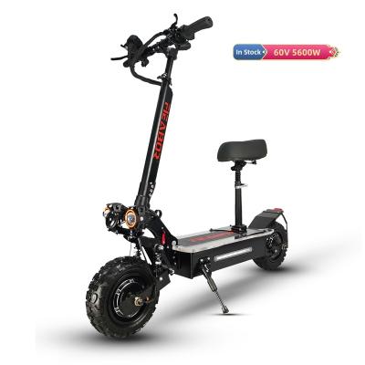 China Hot Selling Unisex 5600w 60v 27ah 11inch Wheel Two Off Road Fat Tire Dual Motor Fat Tire Electric Scooter With Seat for sale