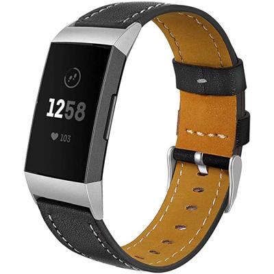 China New Fashion Fitbit versa 1/2 Genuine Leather Watch Band Strap Plain Leather Design Compatible with charge3 for sale