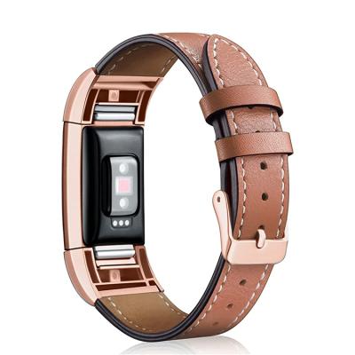 China Fitbit charge2 wholesale eco-friendly comfortable genuine leather easy to replace charge2 compatible watch strap for sale