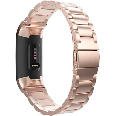 China Fitbit charge3 metal stylish classic adjustable design stainless steel smart watch band for charge3 for sale