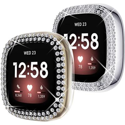 China Casual Built In Film Double Tempered Reams Of Rhinestone Studded Tempered Glass Film Compatible With Versa3 for sale