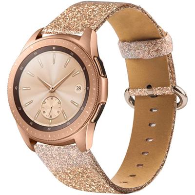 China Samsung Galaxy Watch Genuine Leather Retro Decorative Glitter Metal Pin Buckle Watch Band Top Layer 3 Compatible With Samsung Watch for sale