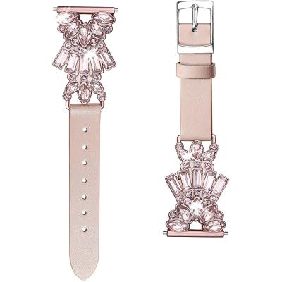 China Fitbit Versa 1/2 Metal Vintage Luxurious Rhinestone Leather Strap Compatible with Versa/2/3/lite Smart Watch for sale