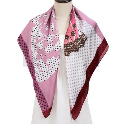 China Dot Sunscreen Silk Ribbon Small Square Scarf Wave Spot Customized by Japan South Korea Summer Japan and South Korea Printing Soft Soft Silk Square Scarf for sale