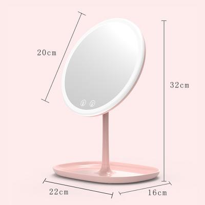 China Wholesale Custom Made Lighted Around Table Makeup Portable Desktop Cosmetic Smart Mirror With Light Led Vanity Mirror for sale