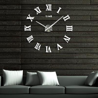 China Diy 3d Creative Roman Numbers Wall Clocks Silent Decorative Metal Wall Sticker Nordic Acrylic Creative Quartz Modern Home Large for sale