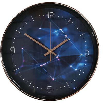 China Modern antique style digital starry sky 12 inch plastic decorative wall clock for living room home quartz clocks silent reloj peeled for sale