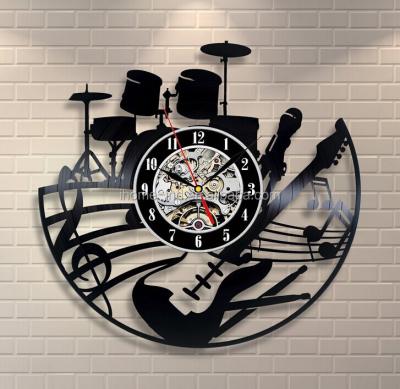 China Unique Nordic Vinyl 20pcs Classic Art Quartz Design Band Theme Home Decorative Living Room Office Contemporary CREATIVE Wall Clocks Large for sale