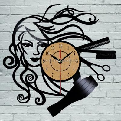 China Creative Vinyl Record Wall Clocks Hair Cutting Tools Form Taiwan Wall Clock (T5739) for sale