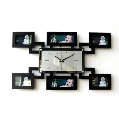 China MDF Picture Frame Clock Modern Design Living Room Wooden Home Wall Clocks for sale