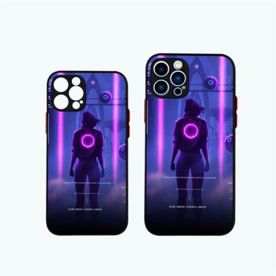 China 2022 Shockproof New Design LED Lighting Phone Case For iPhone 13 12 11 Series Tempered Glass LED Luminous Phone Cases for sale