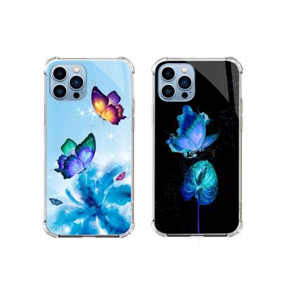 China Premium Shockproof Sublimated Glass Glitter Beautiful Girl Glowing Phone Case For iPhone 13 11 12 Pro Max XR x XS Max for sale