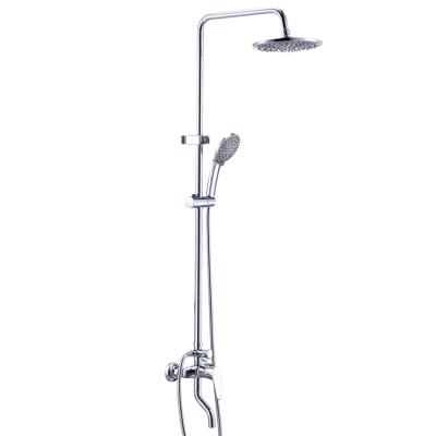 China With Sliding Bar Chrome Bathroom Shower Set Brass Shower Faucets Wall Mounted Bath Shower Mixer Units China Factory for sale