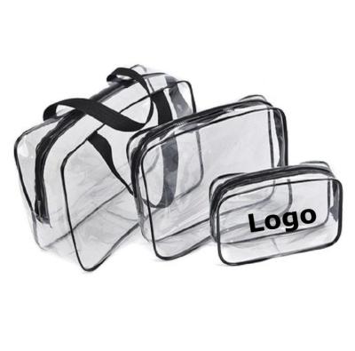 China Custom logo eco-friendly waterproof cosmetic bag PVC transparent storage bag low MOQ transparent multifunction bag for sale