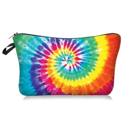 China Eco-Friendly Women Hot Instagram Travel Bags With Nice Zipper Tie Dye Printing Makeup Bag Cosmetic for sale