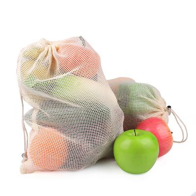 China 100% eco-friendly collapsible rpet small drawstring reusable mesh produce bags for fruits and vegetables for sale