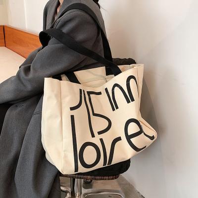 China New Fashion Color Canvas Tote Bag Large Capacity One-shoulder Single Student Canvas Bag Eco-friendly for sale