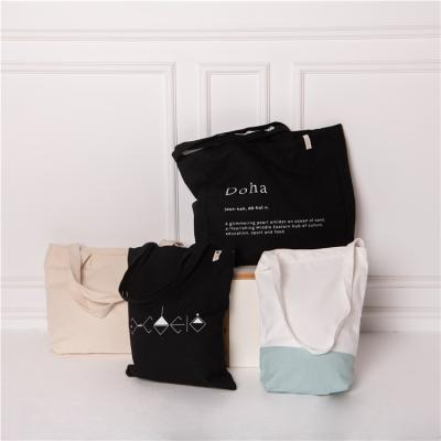 China Handled Tote Bag Cotton Canvas Custom Logo Silk Screen Printing Wholesale Tote Shopping Bag for sale