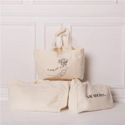 China Wholesale Handled Tote Bag Cotton Canvas Custom Logo Printed Tote Shopping Bag for sale