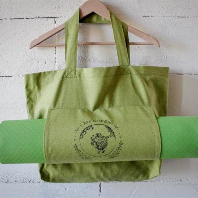 China Custom Eco-Friendly Logo Canvas Yoga Mat Bag Tote Bag Eco Handmade Market Basic Bag With Pocket for sale