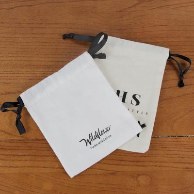 China Custom Wholesale Eco-friendly Logo Drawstring Bag Wedding Pouch Ribbon Canvas Pouch Bag For Promotion for sale