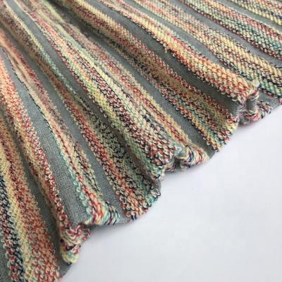 China New Fashion Jacquard Polyester / Rayon Yarn Dyed Colorful French Terry Stripe Knitted Fabric for sale