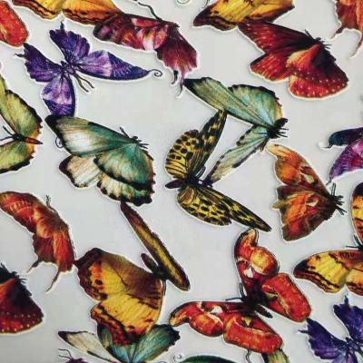 China Fashion butterfly print anti-static burnout scuba knitting fabric for women dress/fabrics for sale