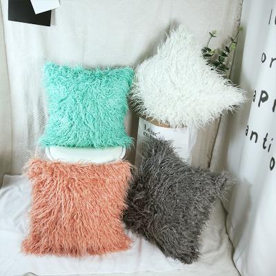 China Pure plush pillow Anti-bacteria original source color sofa imitation wool cushion single Amazon pillow cover without pillow core for sale