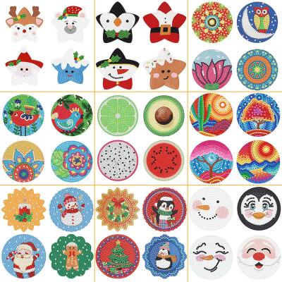 China Sustainable 2022 New 5D DIY Diamond Painting Art Kit, Tea Coaster, Insulation Anti-Slip, Multi-Pack-WITH LIGHTS for sale